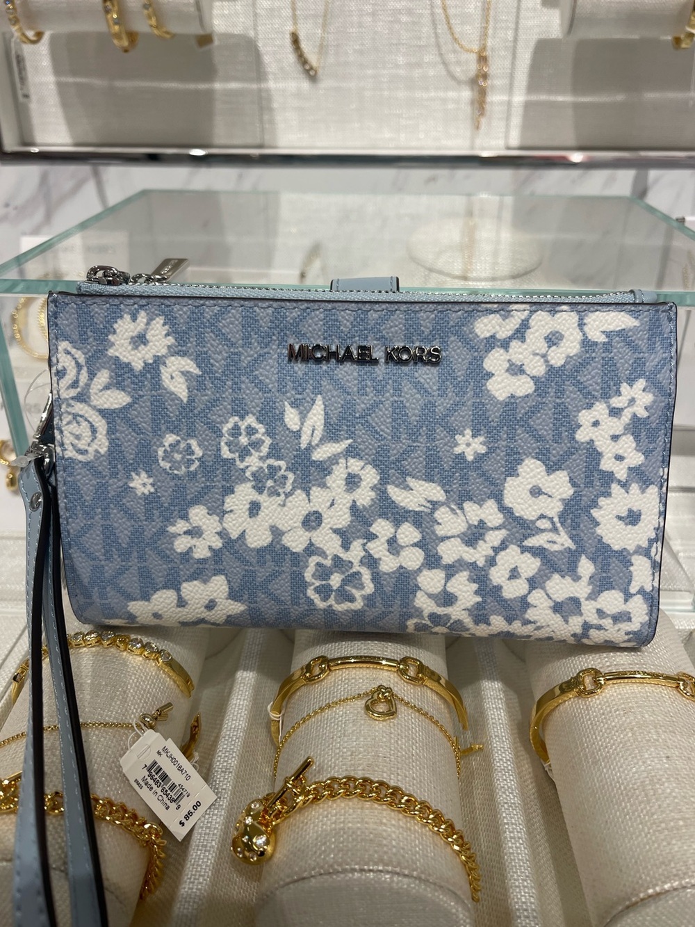 MICHAEL KORS Jet Set Travel Lg Double Zip Printed Signature Logo Wristlet Wallet